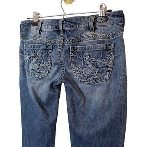 Silver Jeans Tuesday Slim Womens 30/33 Straight Blue Denim Embroidered Medium